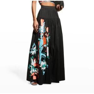 NWT Tanya Taylor Laine Black Drop Waist Sequin Floral Maxi Formal Skirt